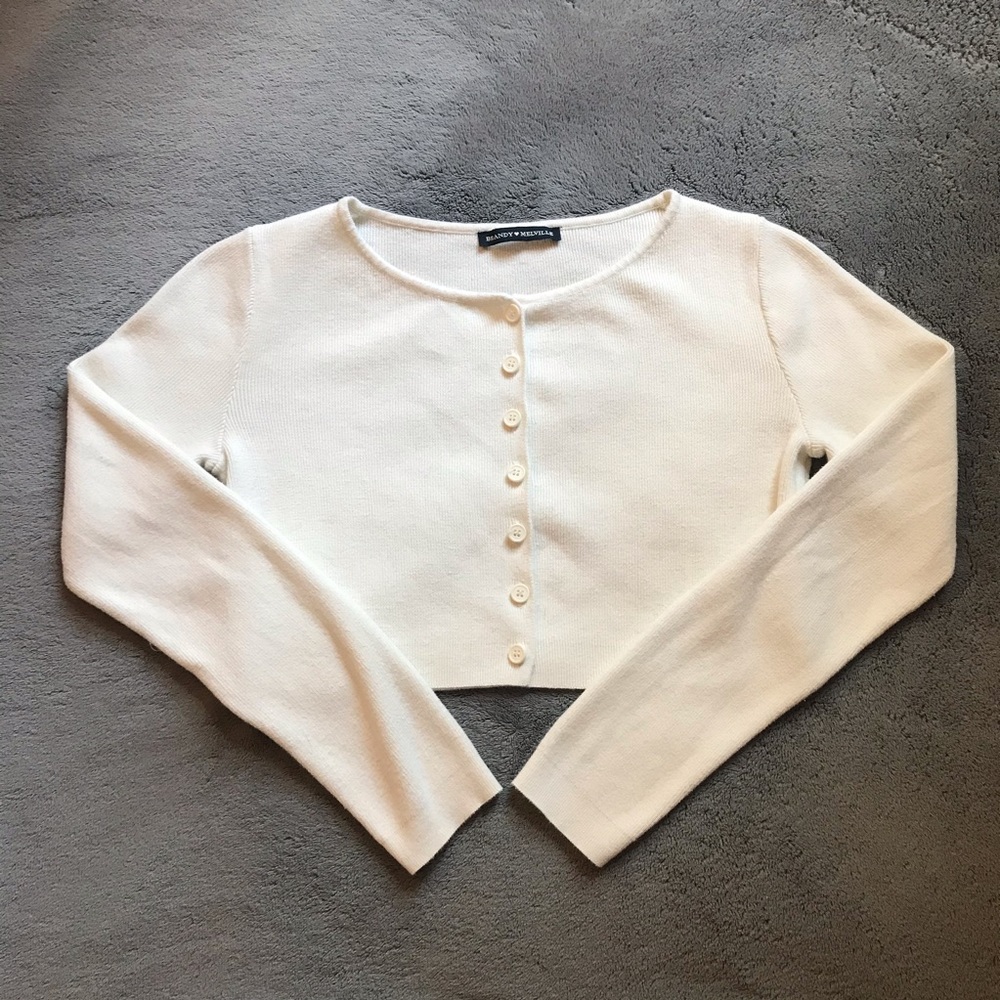 Brandy Melville Athelia Knit Cropped White Sweater